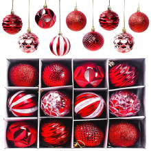 12 Pieces Christmas Tree Baubles Christmas Baubles, Matte and Glossy Christmas Tree Decorations Glittering Christmas Tree Baubles ? 6CM (Red)