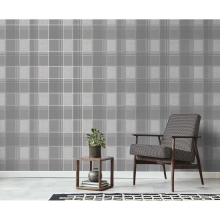 Larson Check Wallpaper Fine Décor Tartan Textured Vinyl Metallic Charcoal Gold