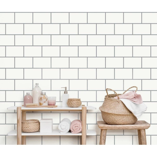 Crown Metro Tile Wallpaper Crown Silver White Metallic Textured Vinyl Glitter