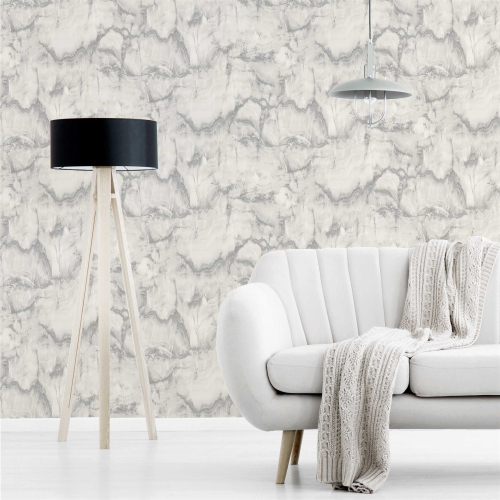 Crown Crown Marble Silver Wallpaper M1584
