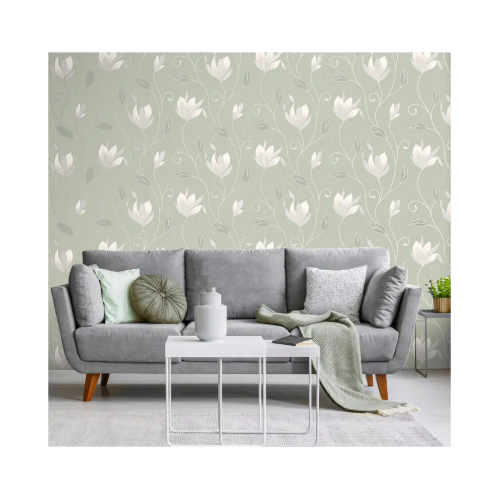 Crown Synergy Floral Green Wallpaper M1739