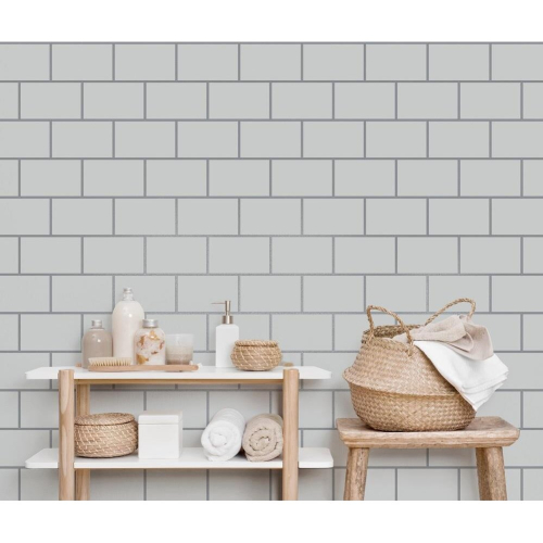 Crown Metro Tile Wallpaper Crown Grey Silver Metallic Textured Vinyl Glitter