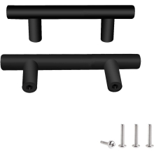 2 Units Black Stainless Steel Door Knobs Pull Furniture Handle with Screws for Drawer Cabinet Home Decorating, Hole to Hole Center Distance 128mm