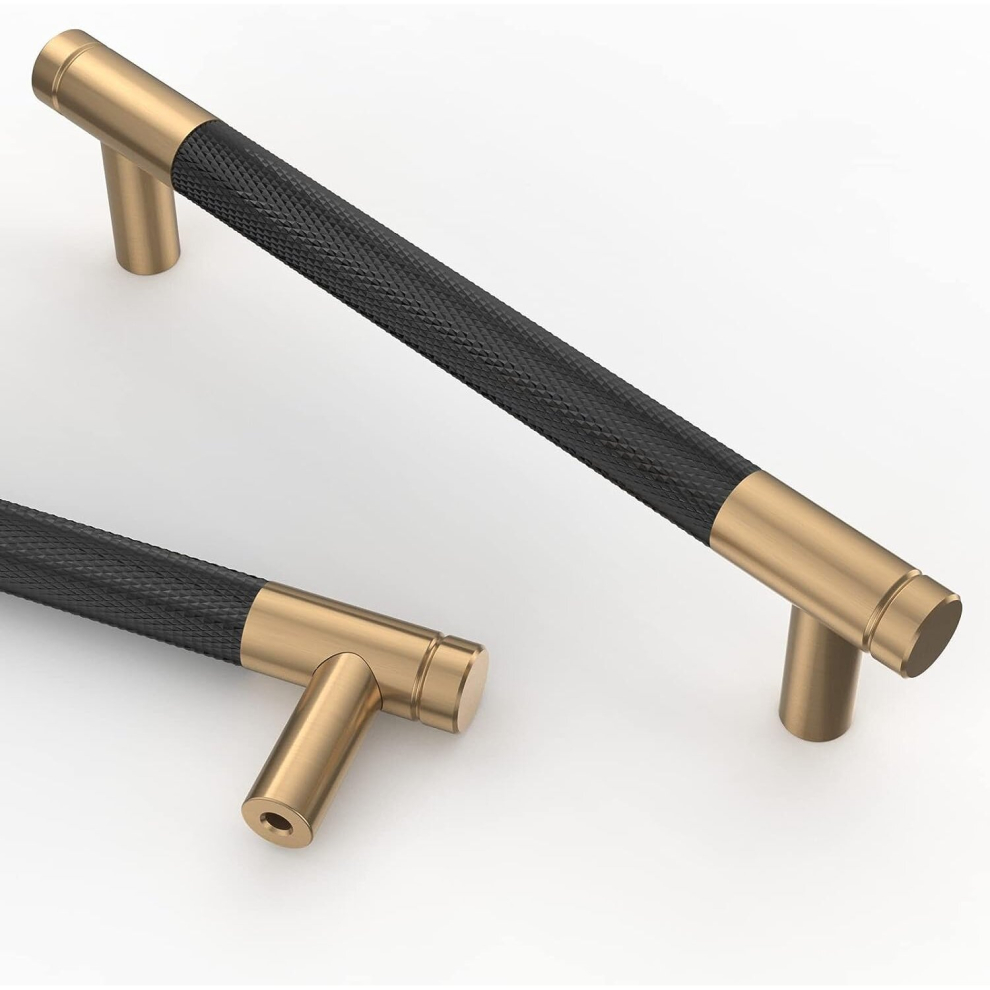 10 Pieces Black Gold Kitchen Cabinet Handle 128mm Gold Alloy Furniture Handles with Screws, for Desks, Drawers, Cupboards, Cupboard UK0026