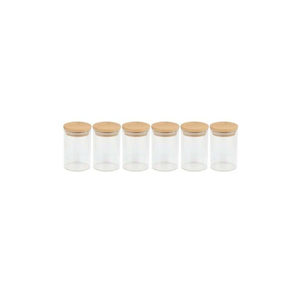 6pcs Clear 150ml Borosilicate Glass Condiment Spice Jars Bamboo Airtight Lids