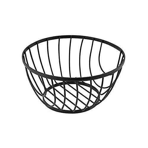 Black Flat Iron Metal Round Fruit Storage Basket Bowl Holder Kitchen Stand Rack