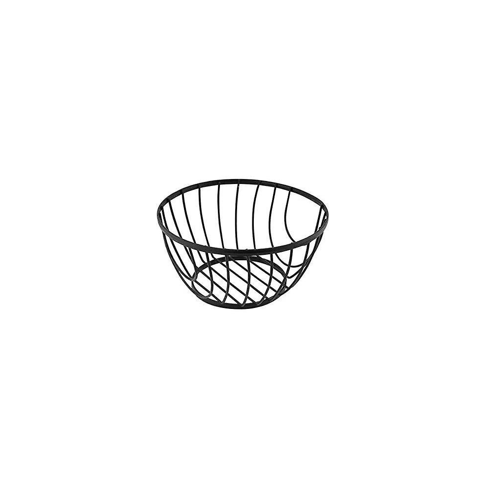 Black Flat Iron Metal Round Fruit Storage Basket Bowl Holder Kitchen Stand Rack