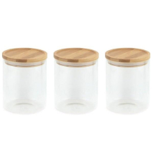 3pcs Borosilicate Glass Containers Coffee Tea Sugar Canister Jars Airtight Lid