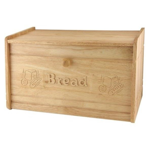 Apollo Hevea Rubber wood Wooden Carved Drop Front Bread Bin Counter Storage Box