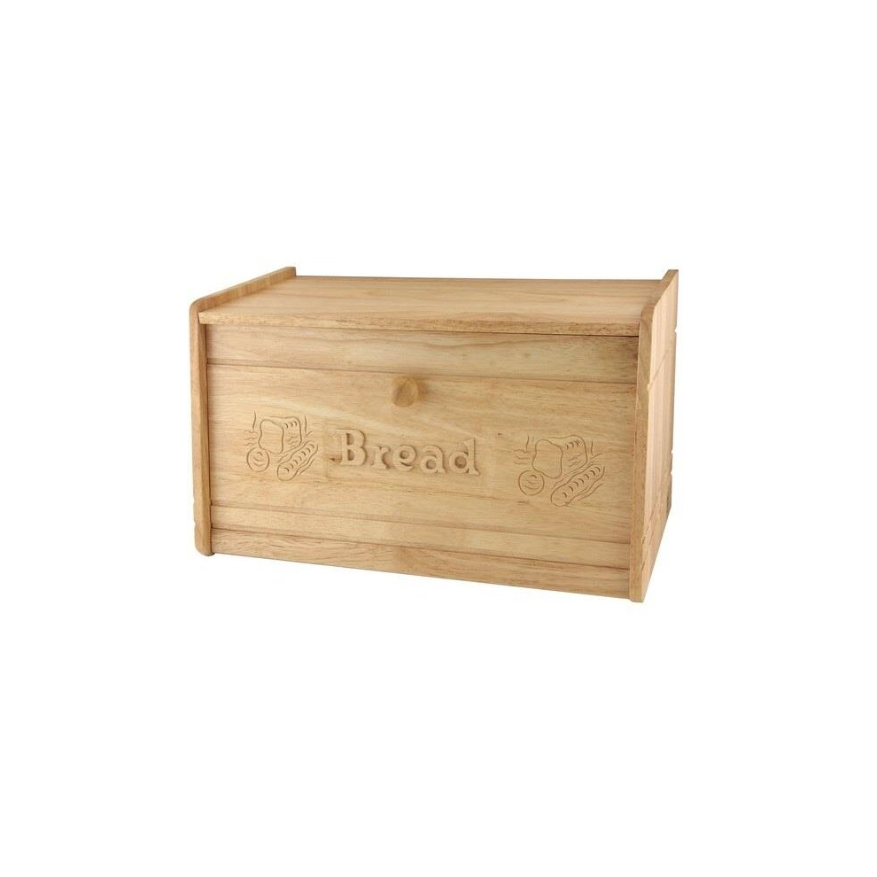 Apollo Hevea Rubber wood Wooden Carved Drop Front Bread Bin Counter Storage Box