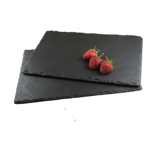 Set Of 2 Rectangular Slate Placemat Black Great For Dinner Parties