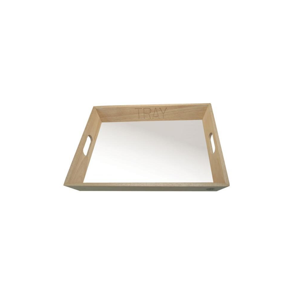 Rubber Wood Tea Tray Handles White Top Serving