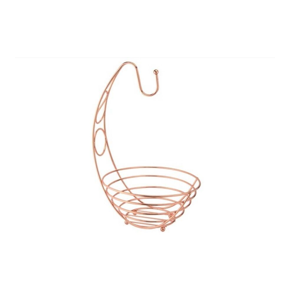 2 In 1 Copper Banana Hook Hanger Tree Fruit Bowl Fruits Vegetables Holder Basket