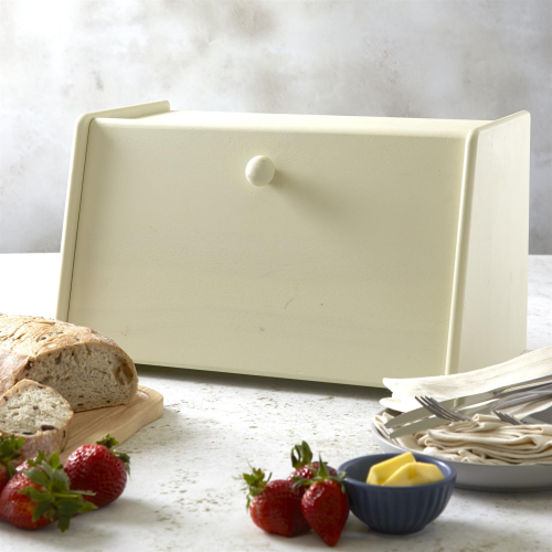 Cream Wooden Bread Bin Box Front Drop Door 1