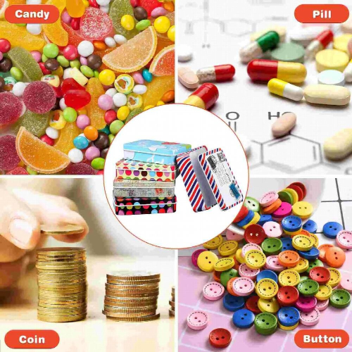 5pcs Candy Tin Rectangular Storage Boxes Christmas Gift Tin Xmas Tinplate Storage Boxes Tin Boxes with Hinged Lids 1