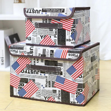 1pcs Foldable Nonwoven Fabric Storage Boxes High Wardrobe Storage Cloth Box With Lid Home Clothes Organizer Folding Box