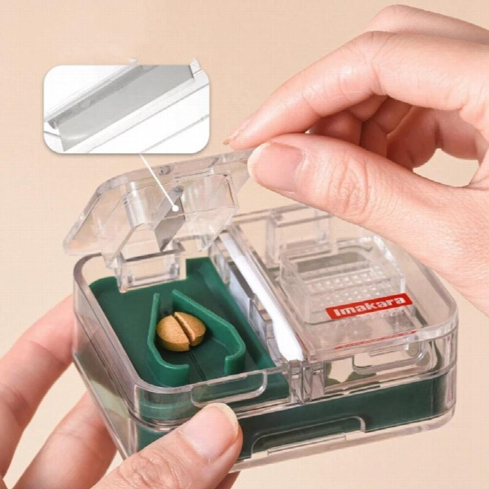 Portable Medicine Box Four-in-one Multi-Purpose Mini Medicine plastic Box Cutter Medicine Separator Pill Cutter Storage Boxs