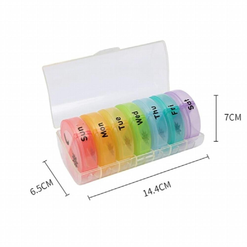 Black Daily Pill Organizer (Twice-A-Day) - Weekly Am/Pm Pill Box, Round Medicine Organizer, 7 Pill Container