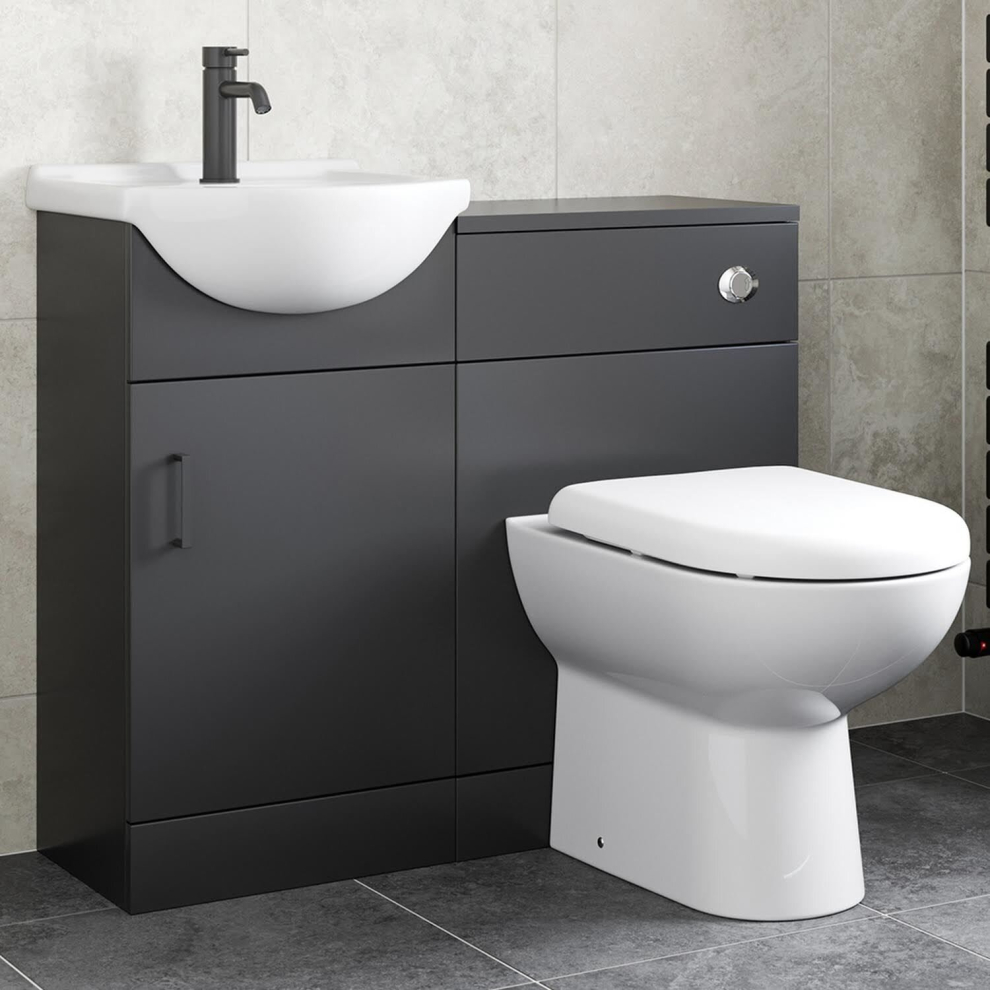 Alpine Toilet & Basin Vanity Unit Combination 950Mm Black