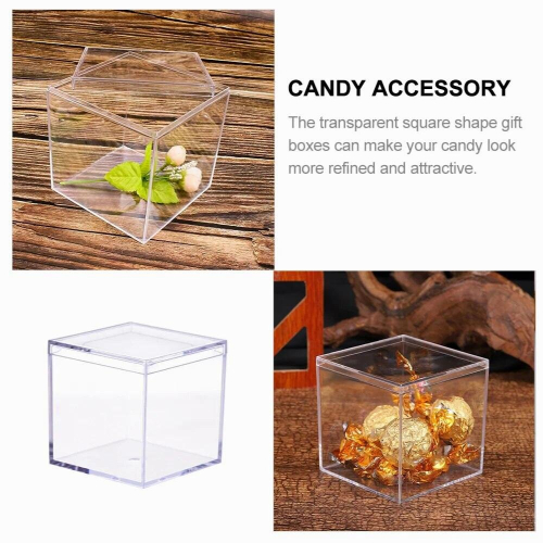 Box Candy Gift Acrylic Clear Containers Jewelry Squaredisplay Boxes Cube Storage Tiny Wrapping Packingdecorative Lidslid Mini 1