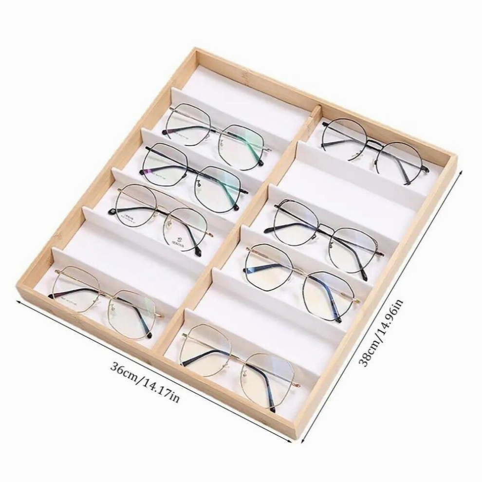 Sunglasses Organizer Tray 12-Slot Wooden Sunglasses Organizer Eyeglasses Storage Case Glasses Tray Eyewear Accessories Brown
