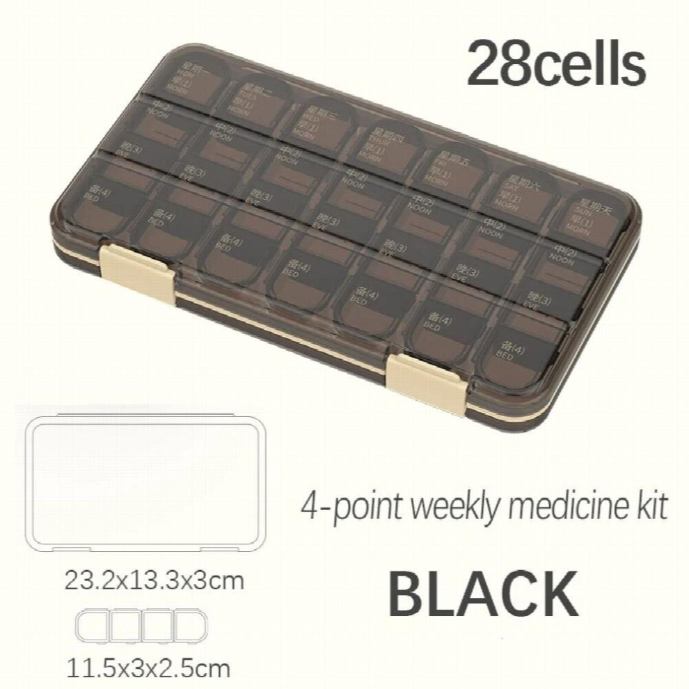 Multicoloured High Pill Box One Week Medicine Organizer Container Travel Portable Mini Large-Capacity Sub-Packing Storage Case