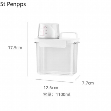 Household Washing Powder Liquid Storage Box with Measuring Cup Transparent Plastic Laundry Detergent Container with Pour Spout