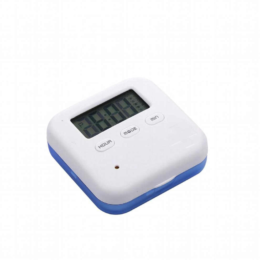 Multicoloured 4 Grid Smart Portable Pill Box With 5 Sets Of Timer Alarm ,Travel Eletronic Digital Smart Medicine Pill Reminder Box Organizer