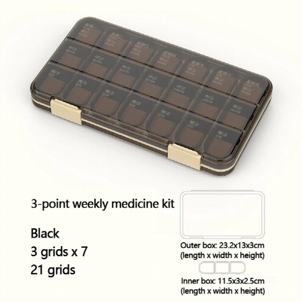 Multicoloured Portable Life-Saving Medicine Case 7 Days Pill Box Sealed 21/24 Grids Large Capacity Sub-Packing Box Travel Pill Box