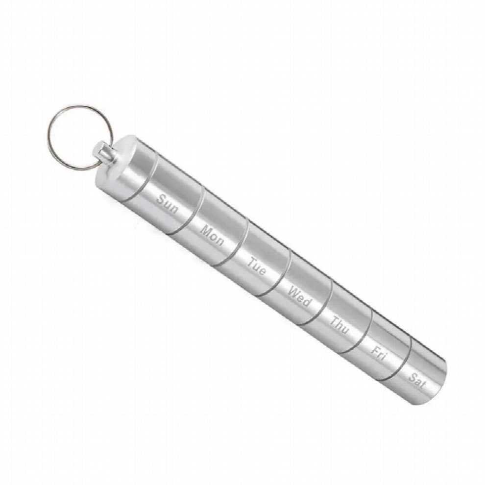 Silver Pill Box Airtight Waterproof 7 Days Split Aluminum Alloy Metal Pill Box Weekly Medicine Case Splitter Tablet Storage Container