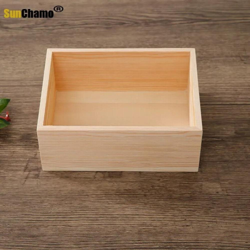 Uncovered Wooden Box Solid Wood Pallet Box Rectangular Pine Pot Vegetable Storage Box with Hand Gift Empty Box 1