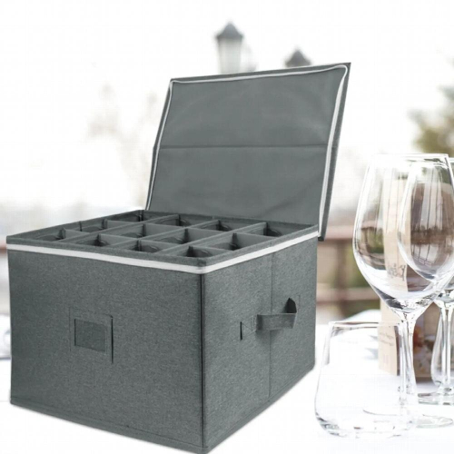 Stemware Storage Container with Dividers Drinkware Storage Chest for 12Pcs 1