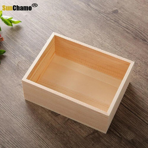 Uncovered Wooden Box Solid Wood Pallet Box Rectangular Pine Pot Vegetable Storage Box with Hand Gift Empty Box 2
