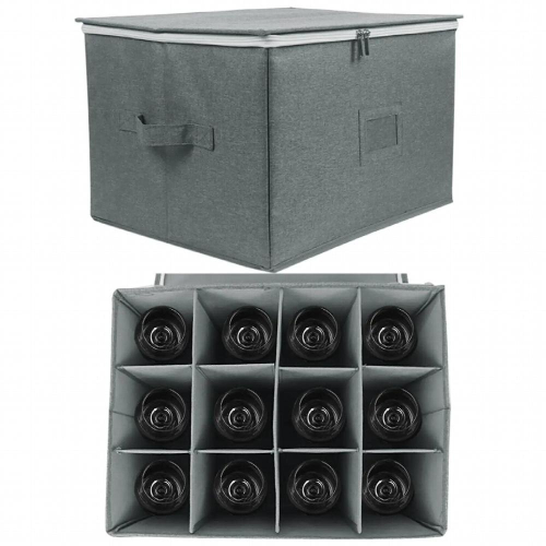 Stemware Storage Container with Dividers Drinkware Storage Chest for 12Pcs 2
