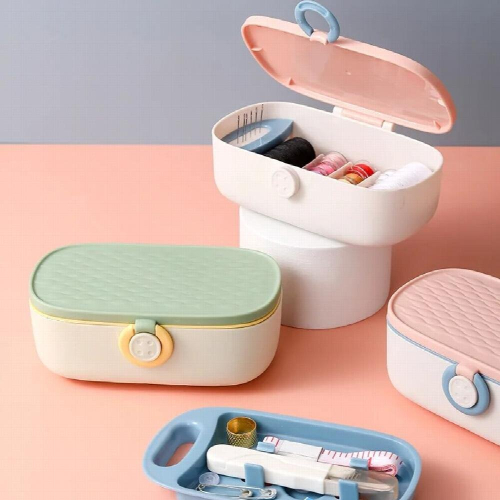 household multi-function needle and thread storage box portable hand-stitched needle knitting finishing box sewing bag 1