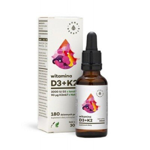 AURA HERBALS D3-vitamiini 2000IU + K2 MK-7 30 ml