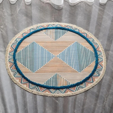 Nordic Tufted Round Floor Rug Cotton Thread Woven Tassel Carpet For Living Room Sofa Area Mat Morocco Boho Geometric Bedroom Rug