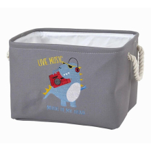 Folding Canvas Storage Box With Dinosaur Embroidery Toys Organizer Storage Bins Cube Laundry Basket for Kids Room Baby Nursery