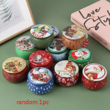 1PC Christmas Scented Candle Tin Jar Portable Travel Soy Wax Plant Candle Random Send