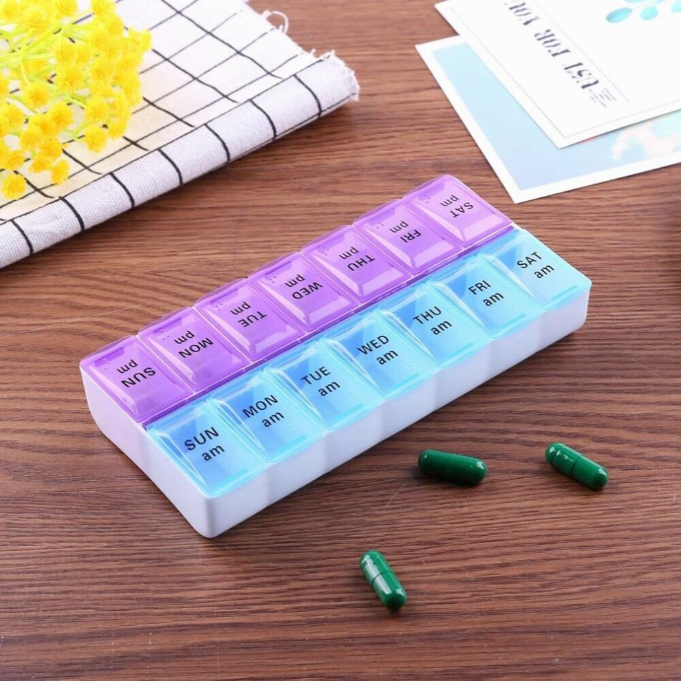 Weekly Pill Case 14Grids 7 Days Medicine Tablet Dispenser Organizer Pill Box Splitters Pill Storage Organizer Container