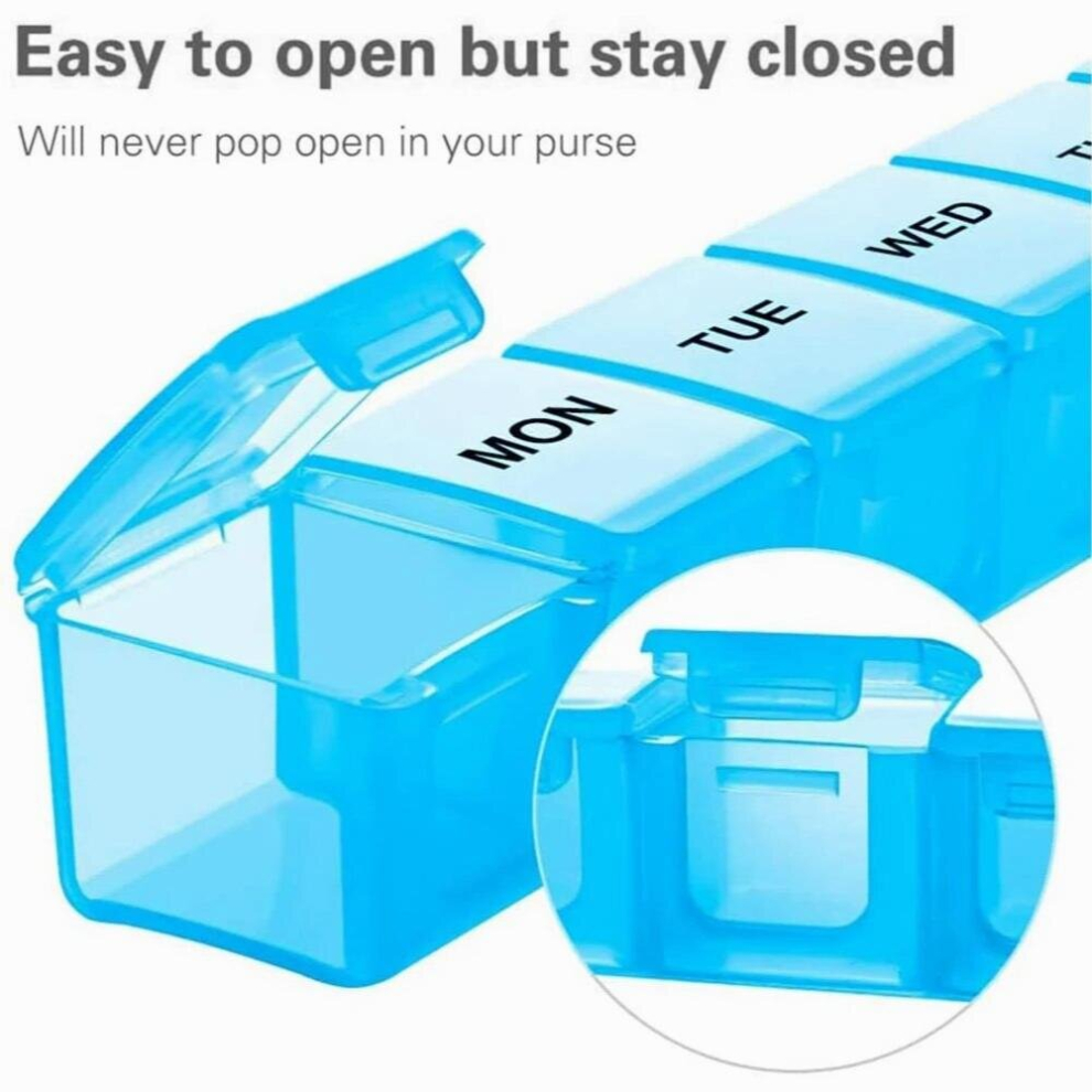 Multicoloured 7 Grids Portable Travel Weekly Medicine Box Pp Pill Case Tablet Storage Holder