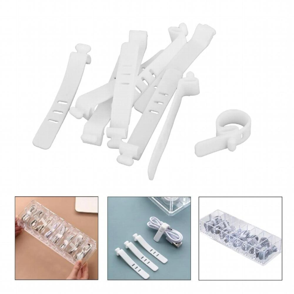 10Pcs Reusable Silicone Cable Ties With 3 Holes For Data Cable Earphone Cable Wire Management 885667160980