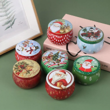 1PC Christmas Scented Candle Tin Jar Portable Travel Soy Wax Plant Candle Random Send