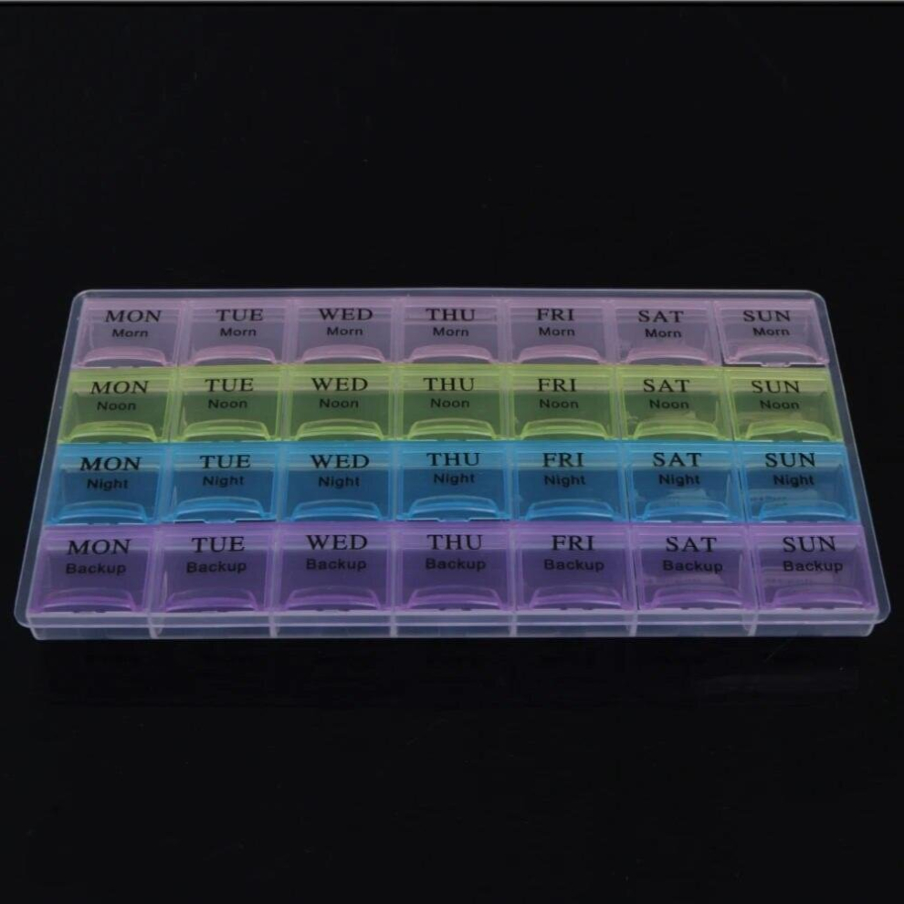 Multicoloured 28-Compartment 7 Days Pills Boxes Portable Medicine Tablet Dispenser Sealed Weekly Medicines Containers Moisture-Proof Daily Use