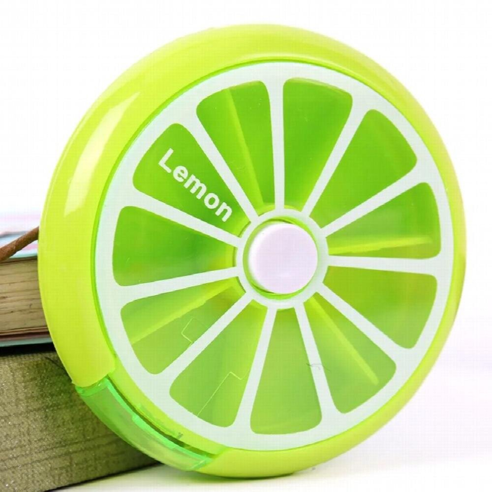 Green Portable Pill Box Weekly Pill Box Rotating Split Fruit Pill Box Carry With You Mini Medicine Box Medicine Travel Pillbox