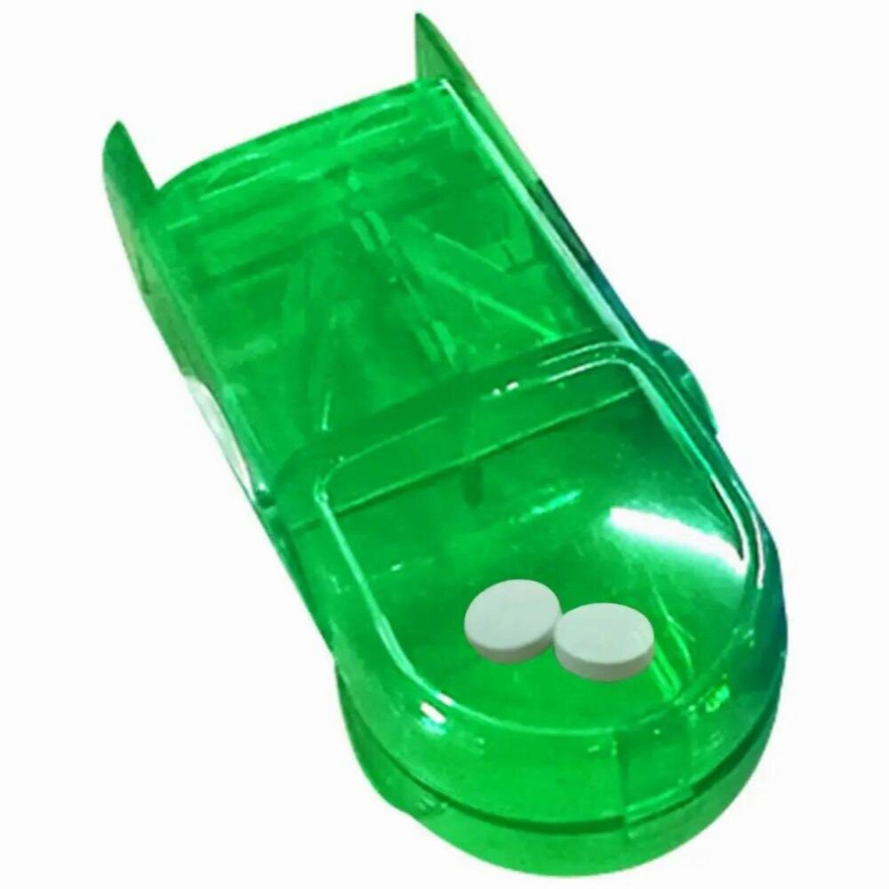 Green Pill Splitter Reusable And Transparent Pill Divider Detachable Medicine Dispenser For Cutting Pill In Half Small Tablet