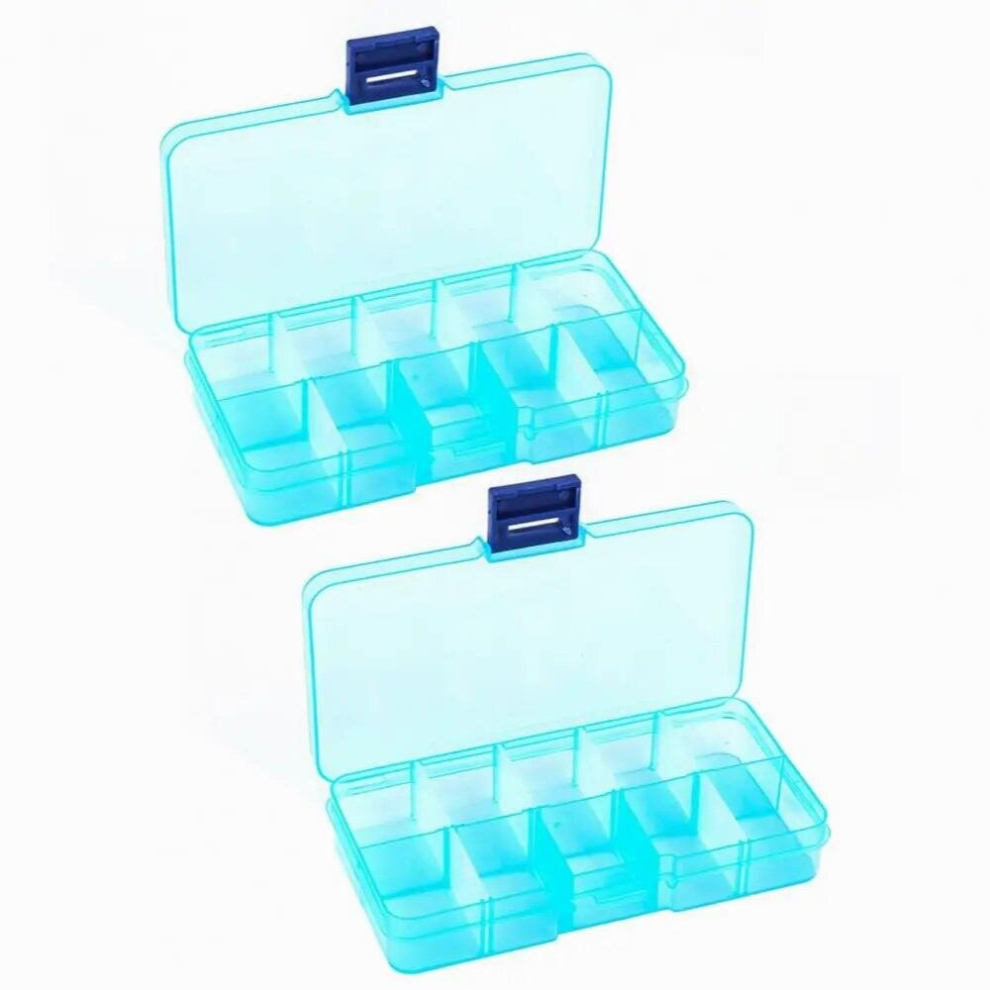 2Pcs/Set Sturdy Storage Case Visible 6 Styles Fishing Tackle Boxes 10 Grid Divider Fishing Gear Storage Box-image-OPC-PCS6JDH-NEW