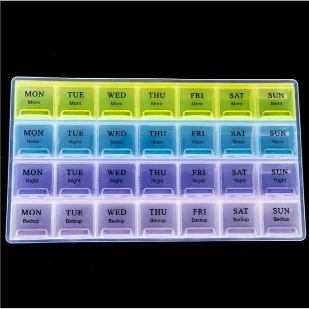 Multicoloured 7 Pill Medicine Dispenser Organizer Case With 28 Compartments Pill Box Multicolor Container For Medicines Dh95