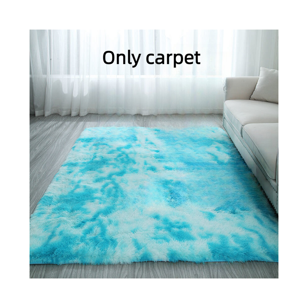 (Blue, 40*60cm/15.75*23.62in) Thickened Carpet Bedroom Square Stainresistant Tie Dye Antislip Fluffy  Doormat