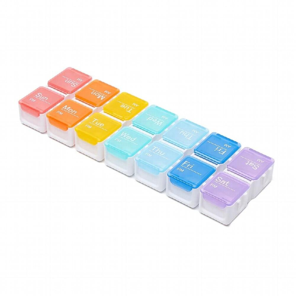 Multicoloured Portable Weekly 7 14 Slots Pill Box Organizer Pill Box Pill Storage Compartment Box Medicine Tablet Holder Pill Splitter